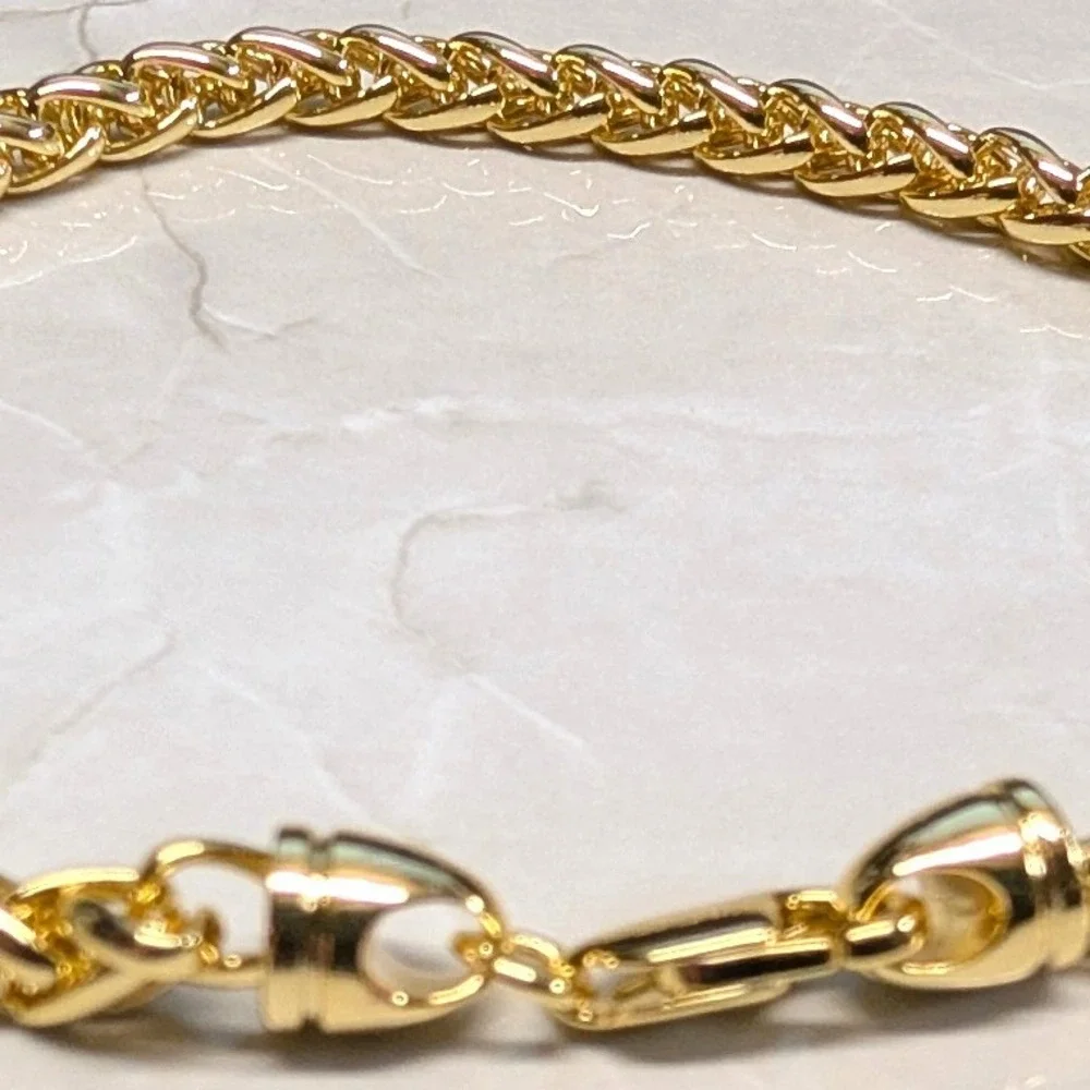 New 14K GF Gold Filled Wheat Chain Bracelet 7.25